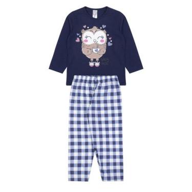 Imagem de Pijama Infantil Feminino Inverno Coruja - Hey Kids Azul - HeyKids, Azu