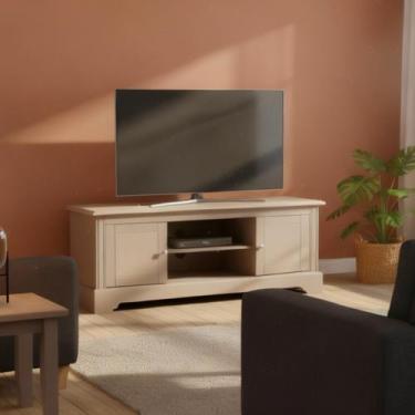 Imagem de Rack para Tv 50 Polegadas Colonial Tampo de Madeira Maciça Escovada Lo