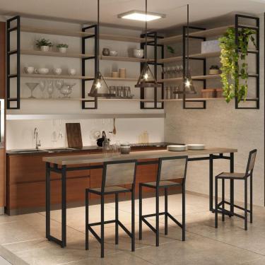 Imagem de Prateleira Industrial em Aço e MDF 1,01mx40cmx1,80m Moderna Yescasa  Preto/Siena