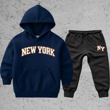 Imagem de Conjunto kit Infantil 2 Peças Blusa Moletom Calça moleton Look Completo Estampa New York Ny-Unissex