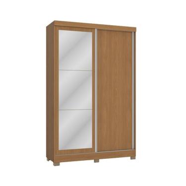 Imagem de Guarda Roupa Solteiro CB01N571 2 Portas de Correr 2 Gavetas com Espelho Canela-Canela,...