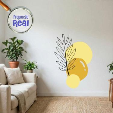 Imagem de Adesivo Floral Boho Amarelo Estilo Nórdico 100x69 Minimalista Mod.02