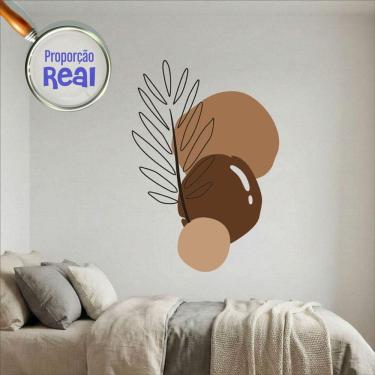 Imagem de Adesivo Floral Boho Marrom Estilo Nórdico 130x90 Minimalista Mod.02