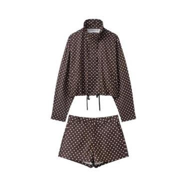 Imagem de Conjunto Vintage Feminino Com Estampa De Poá, Jaqueta De Manga Longa C