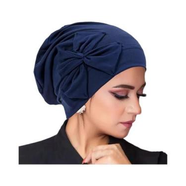 Imagem de Turbante Com Laço Para Mulheres Muçulmanas, Lenço De Cabeça, Touca Par