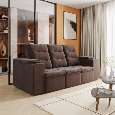 Imagem de Sofá 3 Lugares Retrátil 200cm Suede Munique Flash