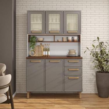 Imagem de Cozinha Compacta em Aço 6 Portas 2 Gavetas Essência Natural - Bertolin