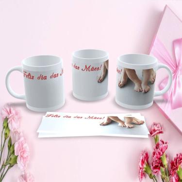 Imagem de Caneca de Porcelana 325ML Mães Estampa 135 para Presente Dia das Mães Decorada Uso em m...