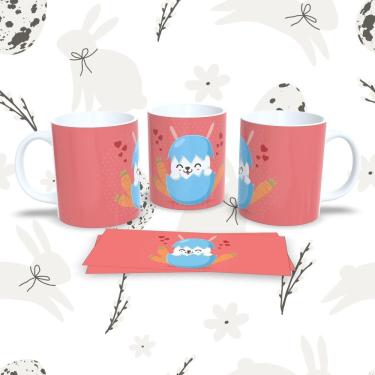 Imagem de Caneca de Porcelana Páscoa 20 para Bebidas 325ML com Estampa Temática Compatível com mi...