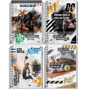 Imagem de Caderno Espiral Capa Dura Credeal Performance 1x1 com Folhas Pautadas, Divisória e Adesivos 21X28CM 96