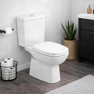 Imagem de Kit Vaso Sanitário com Caixa Acoplada e Acessórios Roca Debba Classic, 3 e 6 Litros, Branco