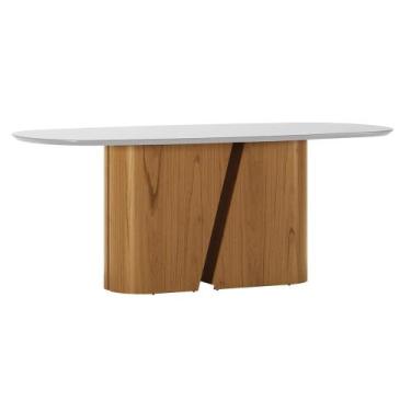Imagem de Mesa de Jantar 8 Lugares Retangular Orgânico Com Vidro 200cm Salieri N