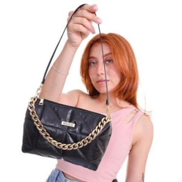 Imagem de Bolsa Feminina Lateral Maria Milão Acolchoada Maria Milão - Preta-Feminino