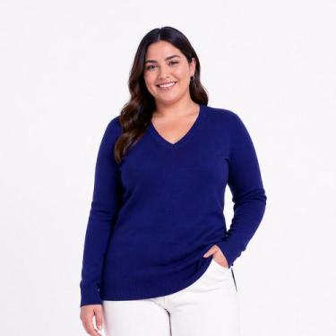 Imagem de Blusa Suéter Feminino em Tricot Inverno Frio Cor:RoyalTamanho:G - Kant