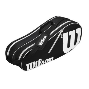 Imagem de Raqueteira Wilson Advantage 2 X6 Dupla, Preto, Branco