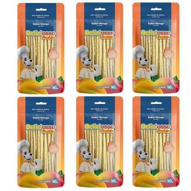 Imagem de Ossinho para Cachorro Petisco Palito Fino Manga Deliciosso Frutas 90g 