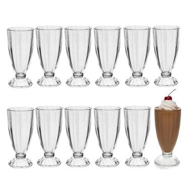 Imagem de Jogo 12 Copo de Milk Shake Taça de Vidro Transparente Sorveteria 380ml