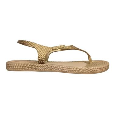 Imagem de Sandalia Rasteira Feminina Terra E Agua Conforto 260600, Dourado, 38