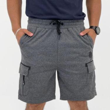 Imagem de Bermuda Gangster de Moletom Cargo Masculina, G, Mescla cinza