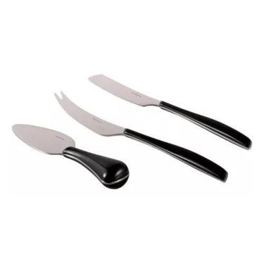 Imagem de Conjunto 3 facas queijo bugatti glamour preta glbk021f363 - Bugatti It