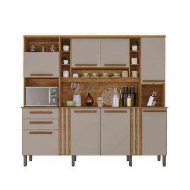 Imagem de Armário De Cozinha Completo Acácia 8 Portas 2 Gavetas Salleto, Cinamom