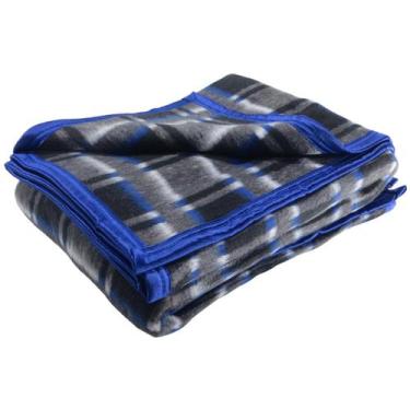 Imagem de Cobertor Casal Formoso Xadrez 180 x 220 cm - Resfibra, Azul/Preto
