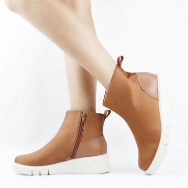 Imagem de Bota Cano Baixo Conforto - USAFLEX, Caramelo, 37