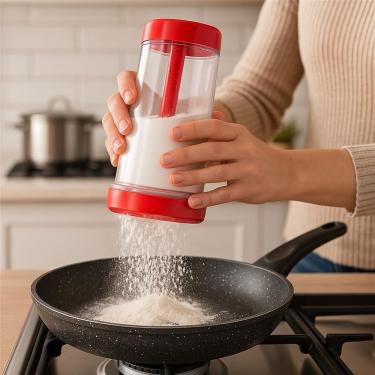 Imagem de Tapioqueira Polvilhador Armazenador e Peneira para Tapioca 3 em 1 Plástico PP-PS Uso Doméstico Vermelho #TDD