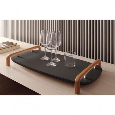 Imagem de Bandeja Decorativa Barcelona para Servir e Decorar Laca Preto Lar Flex Móveis