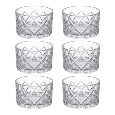 Imagem de Conjunto 6 Bowls Petisqueira Cristal Xadrez 9cm Lyor Luxo