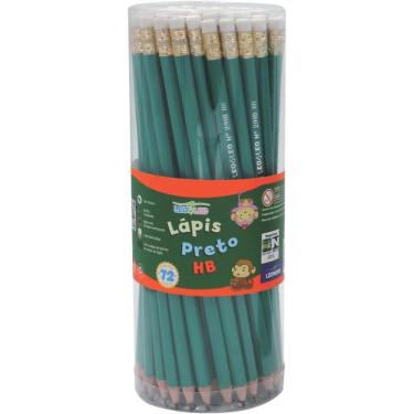 Imagem de Lápis Grafite Leonora Sextavado HB com Borracha Pote com 72 Unidades Verde