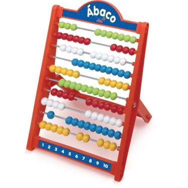 Imagem de Ábaco Escolar Contador Plástico com 100 Bolas Aprendizado de Números e Matemática Transparente Elka