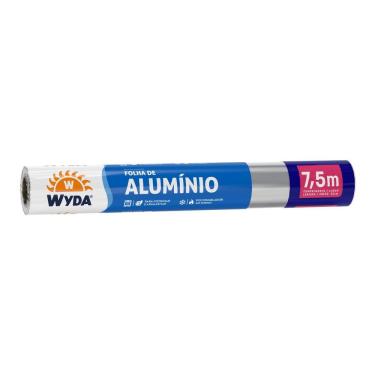 Imagem de Papel Alumínio Wyda 7,5M Largura 45CM Alta Condutividade Térmica Barreira Protetora para Cozinha
