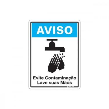 Imagem de Placa Sinalizacao Poliestireno 15X20 ''Aviso Evite Contaminacao Lave A