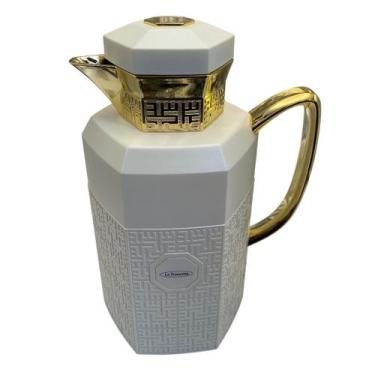 Imagem de Garrafa Térmica Aurora Branca com Dourado 1L 27,5x19x14cm - Prime Home