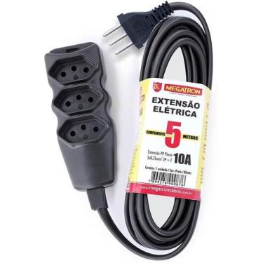 Imagem de Extensão Tri 2P+T Cabo PP 3X0,75mm 5,0m Preto Megatron