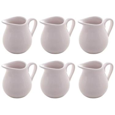 Imagem de Jogo 6 Leiteiras Porcelana Branca 190ml Milão Lyor Caldas Louça Pequen