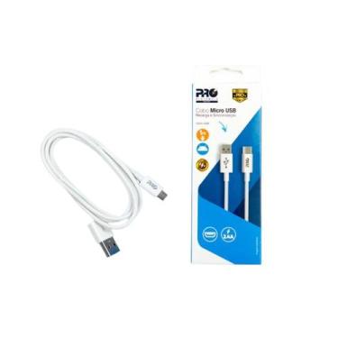 Imagem de Cabo Carregador Usb V8/micro 2.4a 1m Caus-100m Branco  Proeletronic