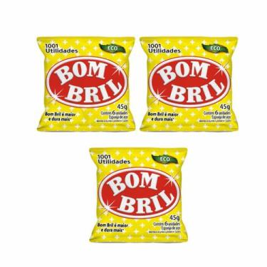 Imagem de 3x Esponja de Aço Bombril - 6 unidades 45g - 1001 Utilidades