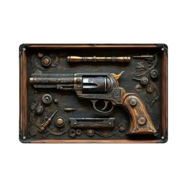 Imagem de Placa De Metal Vintage 12x8 Polegadas Com Engrenagens De Revólver Para