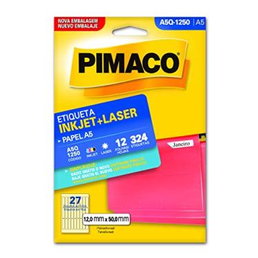 Imagem de Etiqueta Adesiva Pimaco, Ink-Jet/Laser A5, A5-Q1250E, Branca, 12x50mm, Envelope com 12 fls-324 etiquetas, 874852