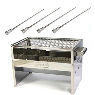 Imagem de Churrasqueira De Inox Portátil Com Grelha E 4 Espetos Inox