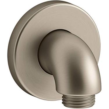 Imagem de KOHLER 22172-BV Purist Stillness Cotovelo de fornecimento de montagem na parede com válvula de retenção para mangueira de chuveiro de mão, cotovelo de chuveiro de mão, bronze escovado vibrante