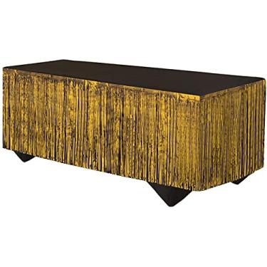 Imagem de Forum Novelties Party Supplies Saia de mesa com franjas de tinsel, 365,8 cm x 73,6 cm, ouro
