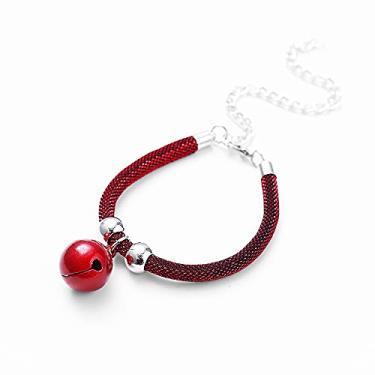 Imagem de Coleira de gato para animais de estimação, ajustável, feita à mão, gravata de gatinho, colar de nylon, acessórios de higiene, suprimentos para animais de estimação com corrente de extensão de sino para festa de casamento, aniversário, fotoshot (vermelh