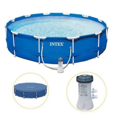 Imagem de Piscina Estrutural 6.503 Litros Armação Azul + Capa + Filtro.