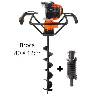 Imagem de Perfurador de Solo Vulcan VPS520 2T 52cc 2,5hp Com Broca 80x12cm + Amortecedor Para Broca Kawashima Ideal Para Instalações de Mourões e Palanques
