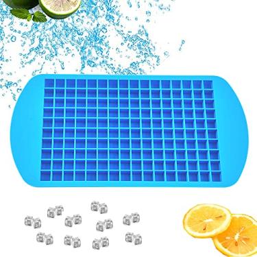 Imagem de FUYTERY Mini bandejas de cubo de gelo 160 grades cubo de silicone para geladeira molde de cozinha (azul)