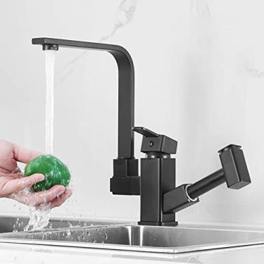 Imagem de Torneira de cozinha de janela interna preta torneira dobrável de latão 360 rotativa torneira de água quente e fria montada no convés torneira misturadora de pulverização, preto b, china