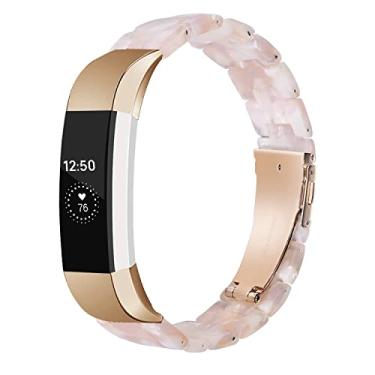 Imagem de LAREDTREE Pulseira de relógio de resina compatível com Fitbit Alta e Fitbit Alta HR Pulseira de substituição para homens mulheres, pulseira de resina leve fina à prova d'água para acessórios Fitbit Alta (Rosa)